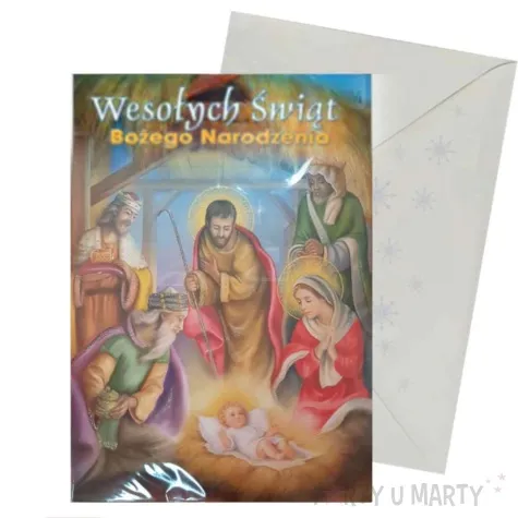 kartka okolicznosciowa z oplatkiem wesolych swiat trzej krolowie wzor 5 maki b6
