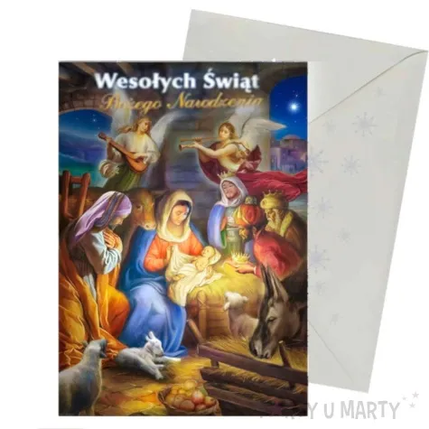 kartka okolicznosciowa z oplatkiem wesolych swiat trzej krolowie wzor 6 maki b6