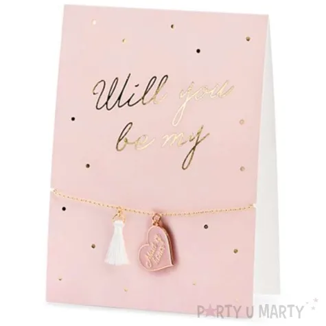 kartka okolicznosciowa zostan moja druhna bransoletka rozowa partydeco 10 5 x 14 8 cm