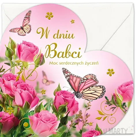 kartka okolocznosciowa w dniu babci moc serdecznych zyczen maki 15 5 cm
