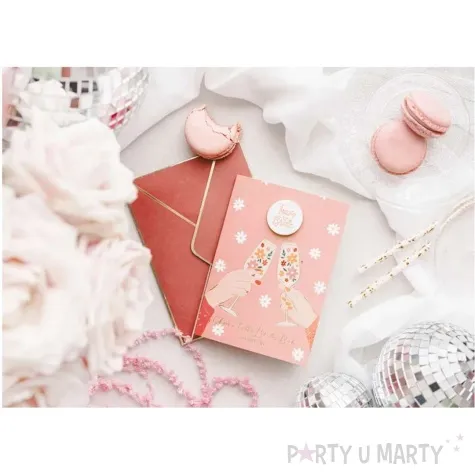 kartka z pinem wieczor panienski team bride rozowy partydeco