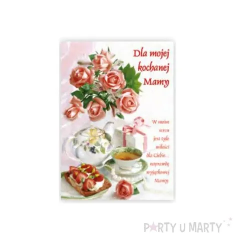 kartka z pozytywka dzien matki dla kochanej mamy herbatka pol maki 14x20 cm