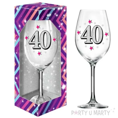 kieliszek do wina 40 urodziny brokat bgtech