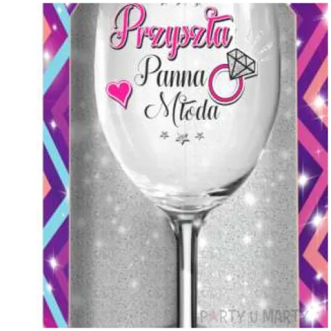 kieliszek do wina panna mloda brokat bgtech