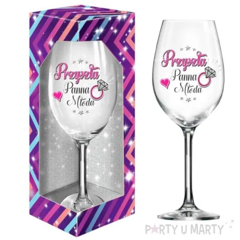 kieliszek do wina panna mloda brokat bgtech