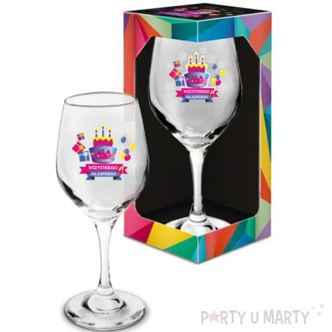 kieliszek do wina tort wszystkiego najlepszego szklany bgtech 270 ml