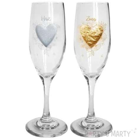 kieliszki do szampana slubne serca szklane bgtech 190 ml 2 szt