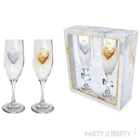 kieliszki do szampana slubne serca szklane bgtech 190 ml 2 szt