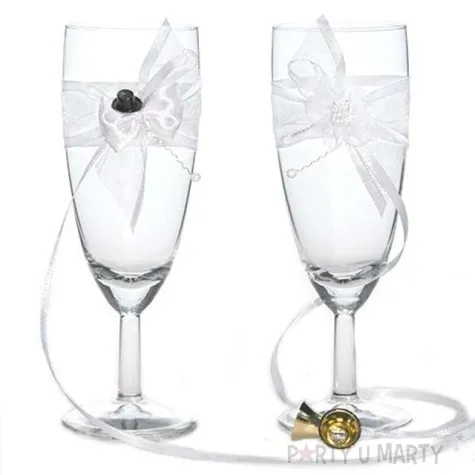 kieliszki do szampana z cylindrem bialy 2 szt