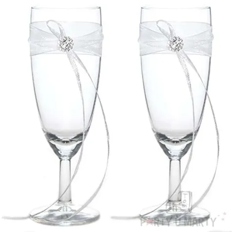 kieliszki do szampana z srebrna rozetka 2 szt