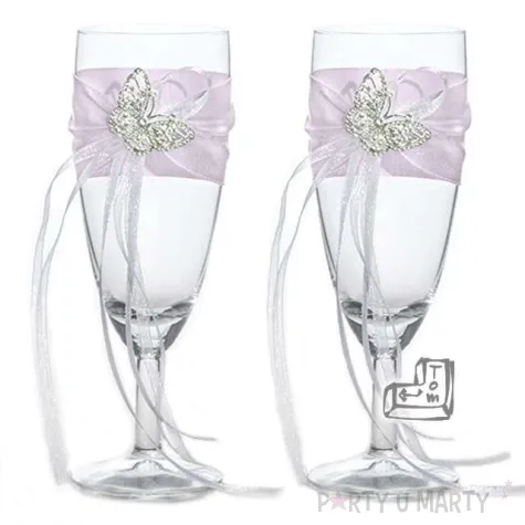 kieliszki do szampana z srebrnym motylkiem 2 szt