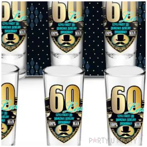 kieliszki do wodki 60 lat czyli facet 3d dojrzaly dzielny doskonaly bgtech 65 ml 4 szt