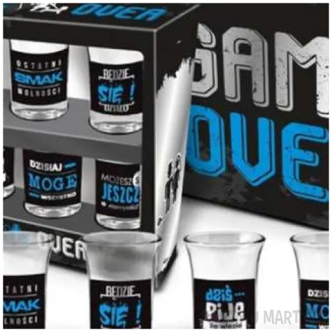 kieliszki do wodki game over bgtech 6 szt