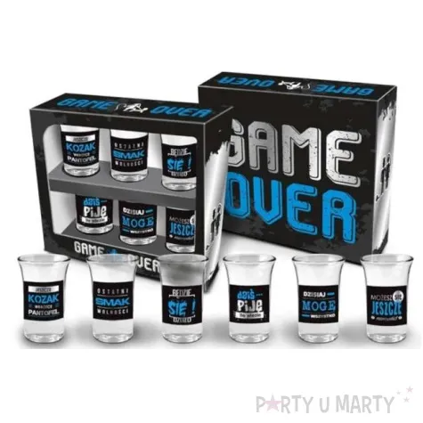 kieliszki do wodki game over bgtech 6 szt