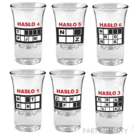 kieliszki do wodki hasla szklane bgtech 6 szt