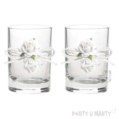 kieliszki do wodki z kremowymi rozyczkami 2 szt