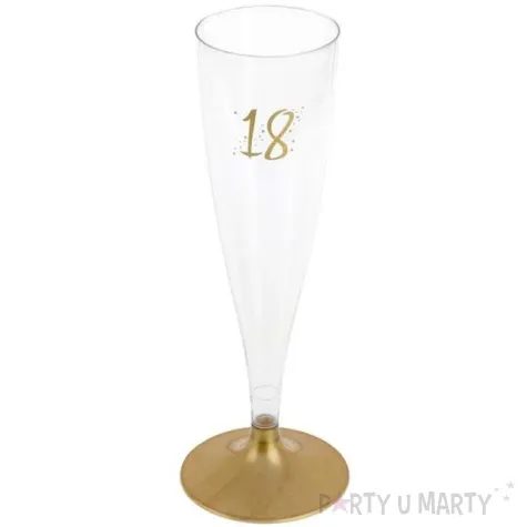 kieliszki jednorazowe 18 urodziny szampan zlote santex 140 ml 6 szt