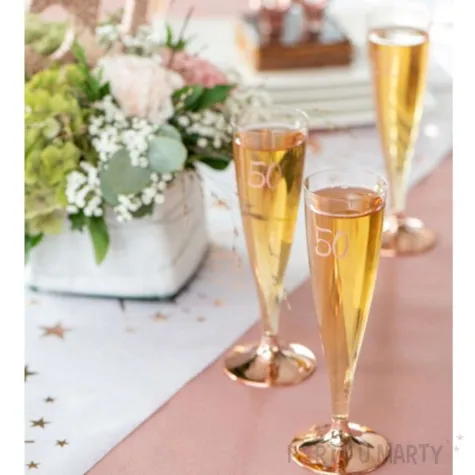 kieliszki jednorazowe 50 urodziny szampan rozowo zlote santex 140ml 6szt