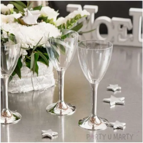 kieliszki jednorazowe wino classic srebrny chrom goldplast 180 ml 6 szt