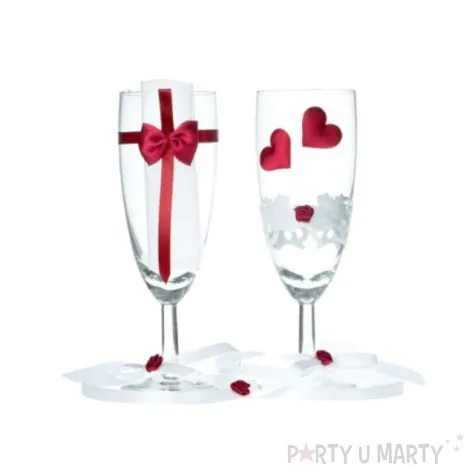 kieliszki szampan serca 2 szt bialy b