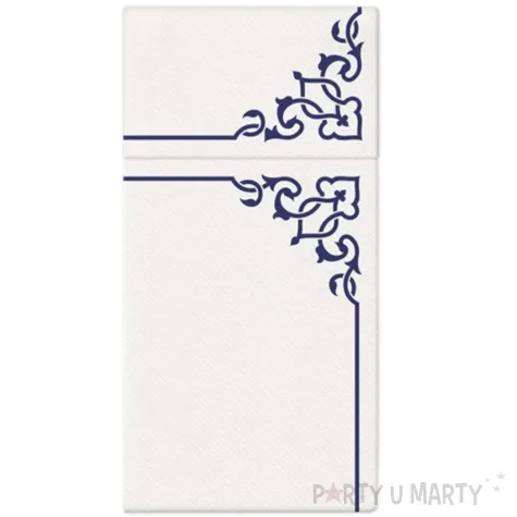 kieszonka na sztucce airlaid elegancki ornament niebieska paw 40 cm 25 szt