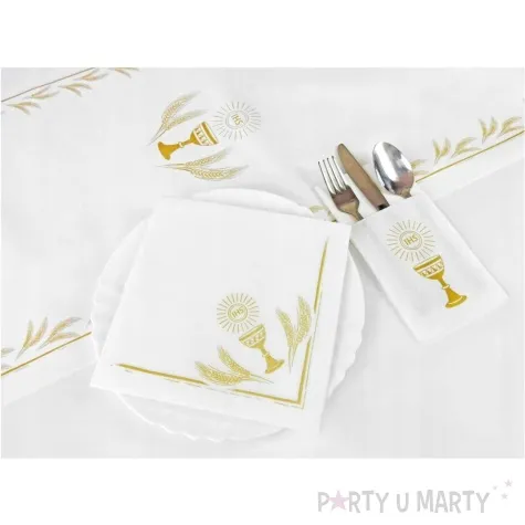 kieszonka na sztucce airlaid komunia hostia zlote paw 40 cm 25 szt