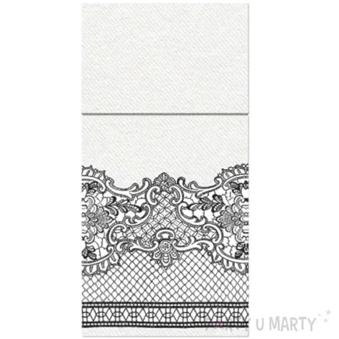 kieszonka na sztucce airlaid koronka czarna paw 40 cm 25 szt