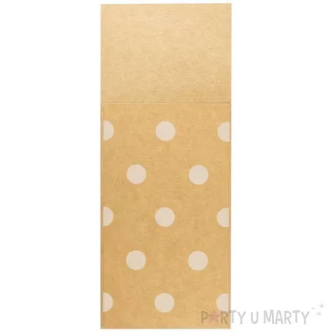 kieszonka na sztucce biale kropki bezowa arpex 8 5 x 20 cm 6 szt