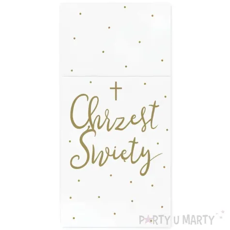 kieszonka na sztucce chrzest swiety kropki zloty partydeco 10 x 20 cm 6 szt