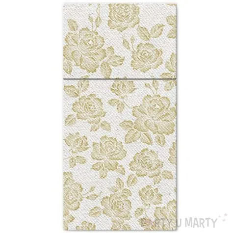 kieszonka na sztucce subbtle roses gold zlota paw 40 cm 25 szt
