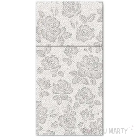 kieszonka na sztucce subbtle roses silver srebrna paw 40 cm 25 szt