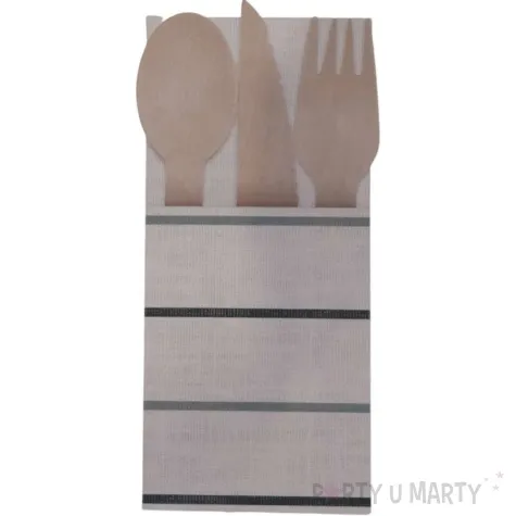 kieszonka na sztucce zielone paski botanical bezowa unique 16 x 7 5 cm 4 szt