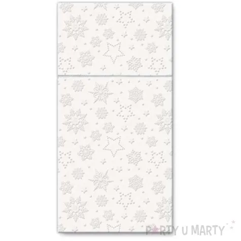 kieszonka na sztucce zimowe platki perlowa paw 40 cm 16 szt