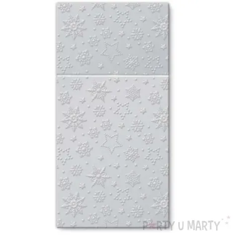 kieszonka na sztucce zimowe platki srebrna paw 40 cm 16 szt