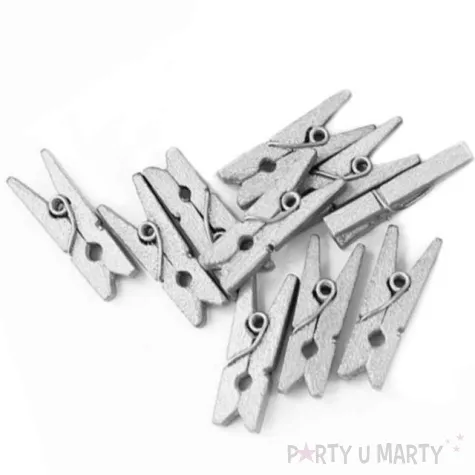 klamerki drewniane 2 5 cm srebrne 10 szt