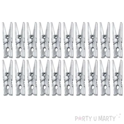 klamerki drewniane 3 0 cm srebrny metalizowany 20 szt