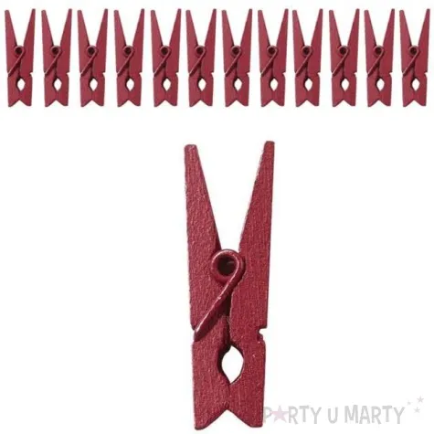 klamerki drewniane 3 5 cm bordowe santex 12 szt