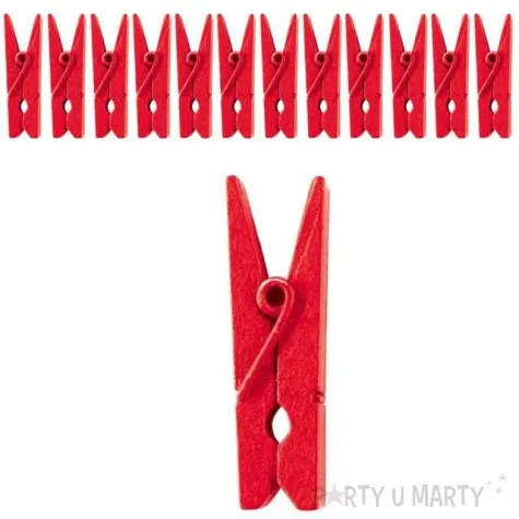 klamerki drewniane 3 5 cm czerwony santex 12 szt