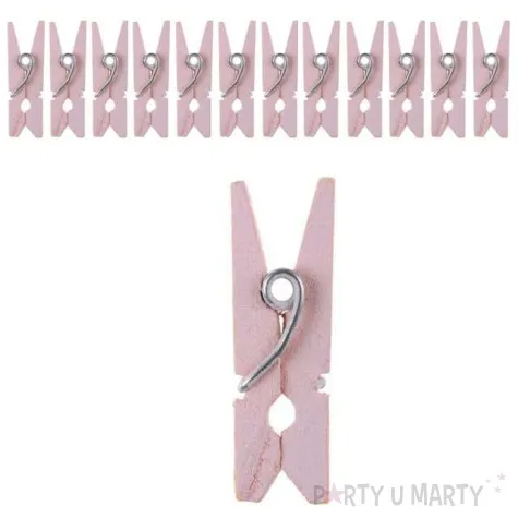 klamerki drewniane 3 5 cm rozowe jasne santex 12 szt