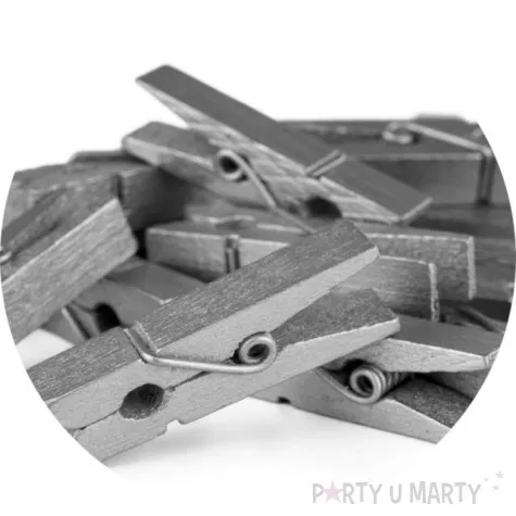 klamerki drewniane 3 5 cm srebrne czakos 10 szt