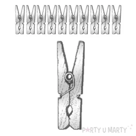 klamerki drewniane 3 5 cm srebrne czakos 10 szt