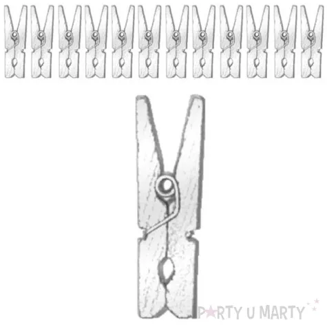 klamerki drewniane 3 5 cm srebrne metaliczne santex 12 szt