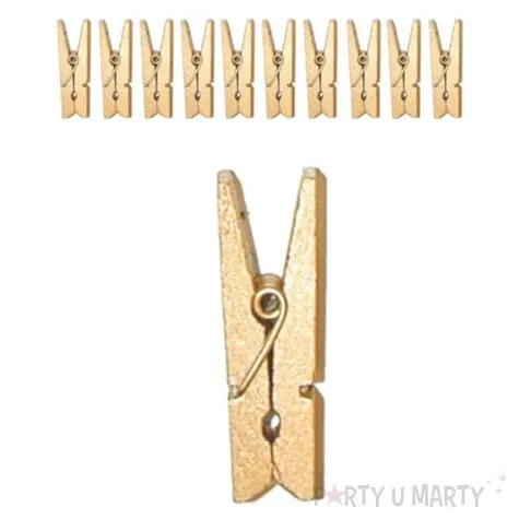 klamerki drewniane 3 5 cm zlote czakos 10 szt
