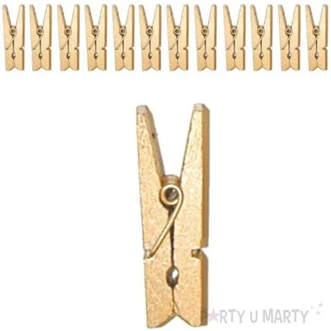 klamerki drewniane 3 5 cm zlote metaliczne santex 12 szt