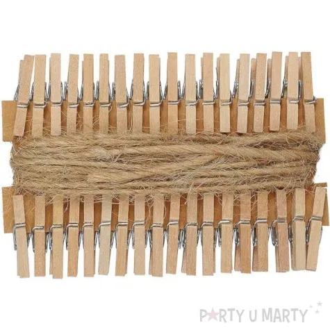 klamerki ozdobne drewniane 2 5 cm naturalne sznurek titanum 36 szt