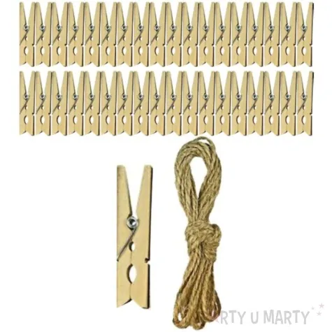 klamerki ozdobne drewniane 2 5 cm naturalne sznurek titanum 36 szt