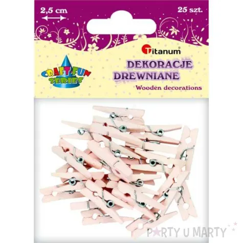klamerki ozdobne drewniane 2 5 cm rozowe jasne titanum 25 szt