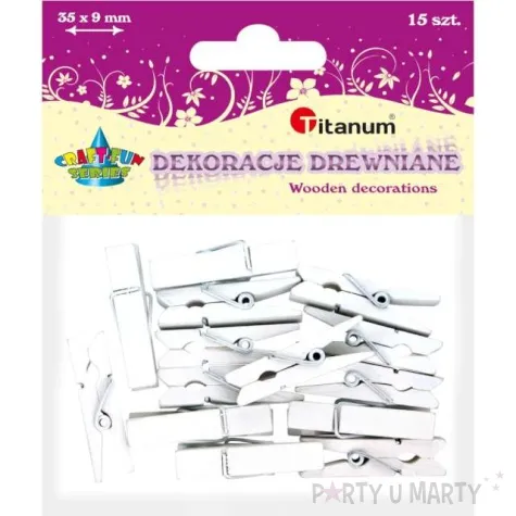 klamerki ozdobne drewniane 3 5 cm biale titanum 15 szt