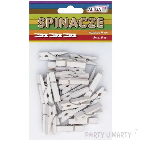 klamerki ozdobne drewniane bialy aliga 25 szt 3 5 cm