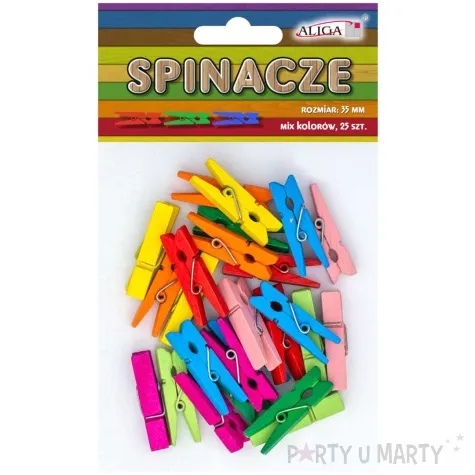 klamerki ozdobne drewniane kolorowe mix aliga 25 szt 3 5 cm